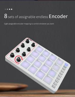 M-Vave SMC-PAD LaunchPad, Design Controlador Portátil, MIDI Sem fio Bateria Recarregável, 16 RGB - Image 2