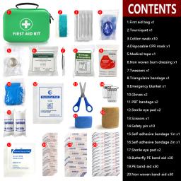 Pequeno kit de primeiros socorros para viagens ao ar livre, carro, caixa médica, emergência, sobrevivência, casa, camping, 129pcs - Image 2