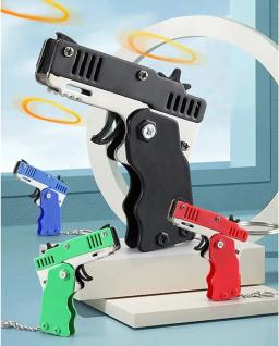 Chaveiro de liga para criança, pistola de borracha, pistola de tiro, arma de metal ao ar livre, presente namorado, engraçado, 60, 1pc - Image 5