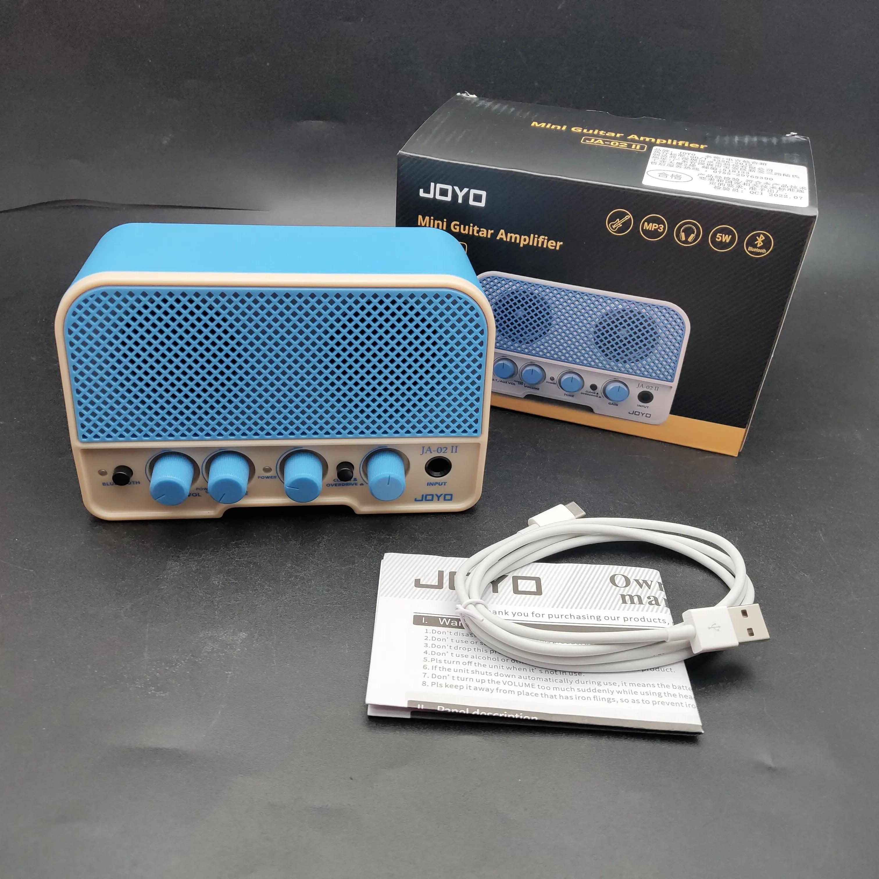 Mini amplificadores de guitarra 5w, compatível com bluetooth, volume ajustável, bateria embutida, recarregável, azul/rosa, joyo JA-02 II - Image 1
