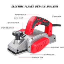 Plaina Elétrica Multifuncional Portátil, Plaina De Madeira, Máquina De Aplainar, Ferramenta De Corte De Madeira Portátil, 1100W, 220V - Image 6