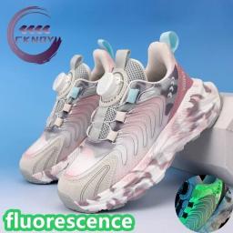 Crianças sapatos casuais estudante tênis de corrida deslizamento esporte sapato menino menina tênis novo quatro estações sapato malha rotativa - Image 2