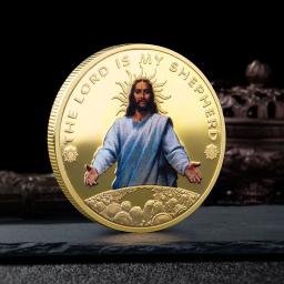 2023 moedas comemorativas religiosas medalhões de metal cristão banhado a ouro moedas de prata lembranças de fé religiosa coleção de moedas - Image 1