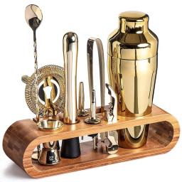 Cocktail Mixology Bartender Kit com elegante Bamboo Stand, Bar Tool Set, 10 pcs - Image 1