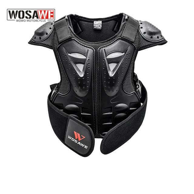 Armadura de Peito e Costas WOSAWE para Motocicletas – Colete Motocross Infantil com Proteção Avançada e Resistência a Quedas