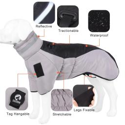 Colete impermeável com gola alta para animais de estimação, roupas grandes, jaqueta para cães grandes, casaco quente, galgo de buldogue francês, inverno - Image 2