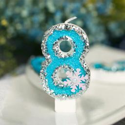 Velas do aniversário com Glitter Número, Toppers Do Bolo, Shell Azul, Decoração Do Casamento, Bolos Digitais, Decoração De Sobremesa, 1PC - Image 1