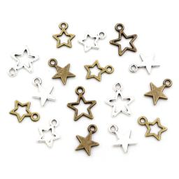 100 pçs pequenos encantos estrela pingente bronze antigo cor de prata liga de zinco DIY acessórios para fazer jóias para colar pulseira - Image 2