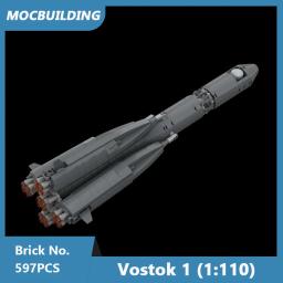 MOC-Blocos de Construção de Foguetes, Cápsula Vostok 1, Foguete e Agrica, Tijolos Montados, Brinquedos de Natal, Presentes, 1:110 - Image 2