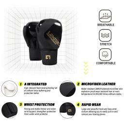 Luvas Profissionais de Treinamento de Boxe para Homens e Mulheres, Elastic Pu, Muay Thai, Sanda, Fighting, Lekaro, Adult, 12oz - Image 6