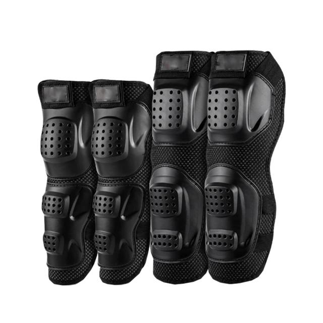 Almofadas Protetoras para Joelhos e Cotovelos em Ciclismo e Motos - 2 Pares para Dirt Bikes e Mountain Bikes