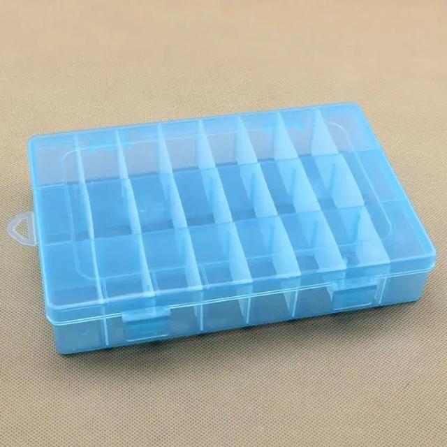 Caixa Organizadora de Plástico Transparente para Bordado e Costura com 24 Divisórias para Bobinas e Ferramentas DIY