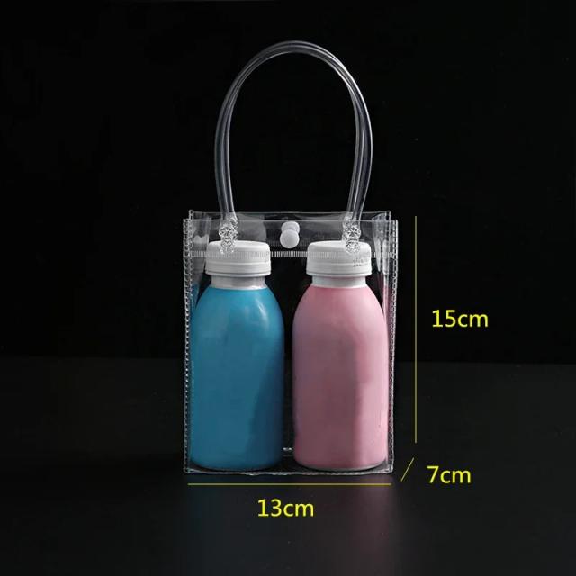 Caixa de Presente Transparente de PVC com Alças - 15 Sacos Reutilizáveis para Festas e Churrascos, Ideal para Chás de Bebê e Aniversários