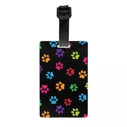 Pet Dog Paws Pattern Tag Bagagem com o Cartão de Nome, Privacidade Cover ID Label para Travel Bag Suitcase, personalizado colorido - Image 1