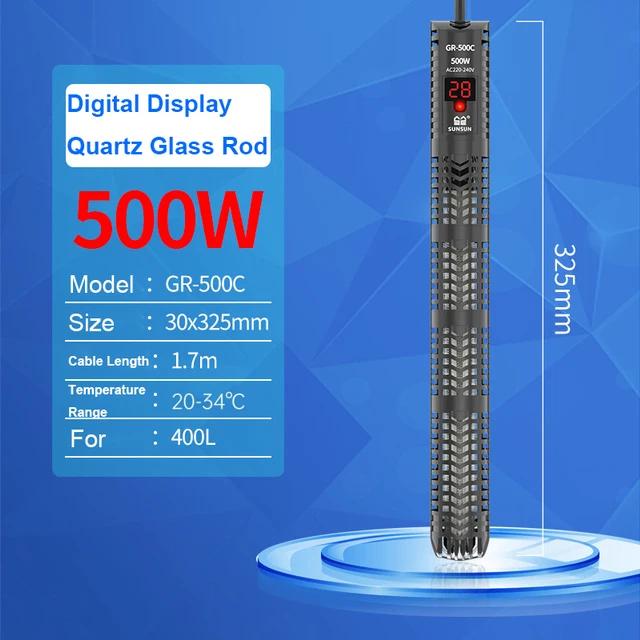 Aquecedor Submersível de Vidro de Quartzo para Aquário com Controle Digital de Temperatura e Display LCD 220V 100W 200W