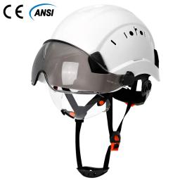 CE Construção Capacete De Segurança Com Viseira Construído Em Óculos De Proteção Para O Chapéu Do Engenheiro ABS ANSI Industrial Work Cap Men Head Protection - Image 1
