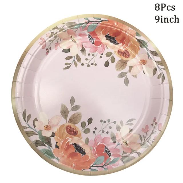 Decoração Floral para Festas: Louça Descartável com Pratos, Copos e Guardanapos para Aniversários, Chuveiros de Bebê e Casamentos em Estilo Havaiano
