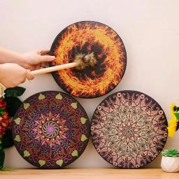 Tambor xamã boêmio com baqueta, decoração de férias, estilo étnico, som pequeno, tambor curandeiro, instrumento de percussão, 1 conjunto - Image 2