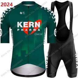 Conjunto de camisa de ciclismo 2024 Kern Pharma,Roupa de ciclismo masculina,Kit de manga curta unissex de verão,Terno de camisa para bicicleta de estrada,Calções de bicicleta - Image 2