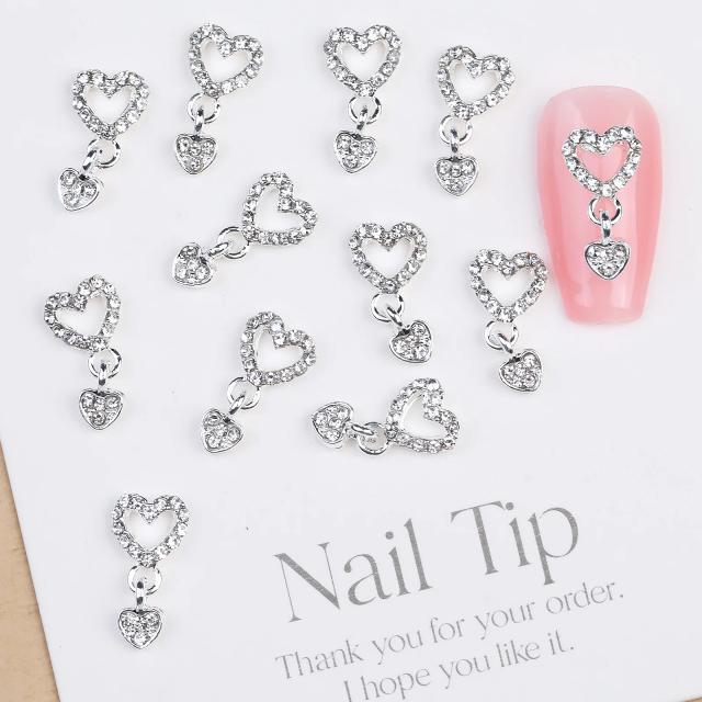Charms de Unhas em Forma de Estrela Prateada com Strass 3D, Joias de Coração Y2K, Decoração para Unhas Acrílicas - Pacotes de 10 e 20 Unidades