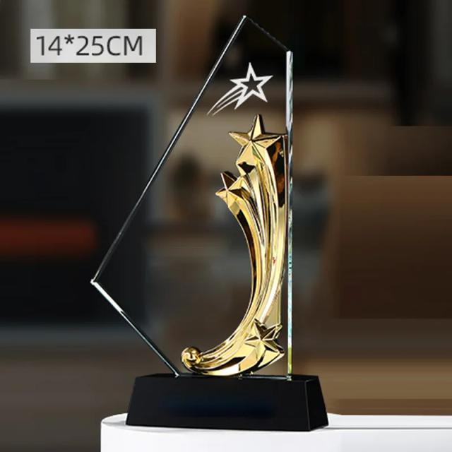 Troféu Criativo de Cristal e Metal Personalizado: Prêmio Anual de Alto Nível em Ouro, Prata e Cobre para Decoração de Casa e Reconhecimento das Melhores Equipes