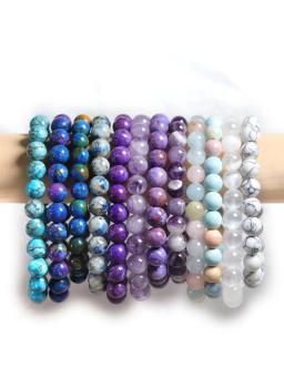 Pulseiras de pedras preciosas naturais para mulheres, contas redondas, pulseiras minimalistas, boêmia, férias, festa de aniversário, feriados, 8mm, 1pc - Image 3