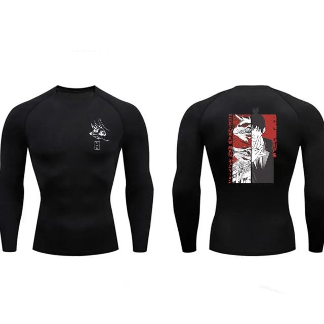 Camiseta de Compressão Masculina Longa para Treino Fitness Ginásio Corrida