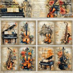 Pacote de Cartões Artesanais Panalisa, Estilo Vintage, Música Scrapbooking, Papel Modelado, Peso Leve, 8 Folhas, Tamanho A5 - Image 4