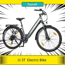 Touroll-Bicicletas Elétricas com Freio a Disco, Trekking E-Bike, Motor 250W, Bateria 15.6Ah, Pneu 27,5 ", 25 kmph, Velocidade, Mecânica, Freio, E-Brake - Image 1