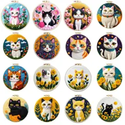 Chenistory-kit diy com suprimentos e ferramentas, agulha, imagem de gato, conjunto de artesanato para iniciantes, presente criativo - Image 1