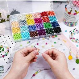 Faux Pearl Set para Fazer Jóias DIY, Pulseira e Colar, Materiais com Caixa, 6mm, 24 Cores, 1680PCs - Image 2