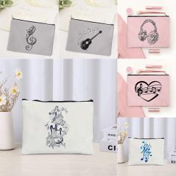 Music Note Saco Cosmético para Mulheres, Necessidades de Viagem, Perfume, Batom Organizador, Bolsa de Lona, Kawaii Maquiagem Case, Acessórios de Moda - Image 1