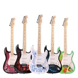 HUASHENG-Guitarra Elétrica Estilo Chinês para Adultos e Crianças, Basswood Iniciante, 6 Cordas, OEM, ODM, 39" - Image 1