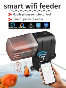 Alimentador automático do tanque de peixes do aquário, App sem fio do telefone esperto, orador inteligente, controle remoto, sincronismo, WiFi, alimentação dos peixes - Image 2