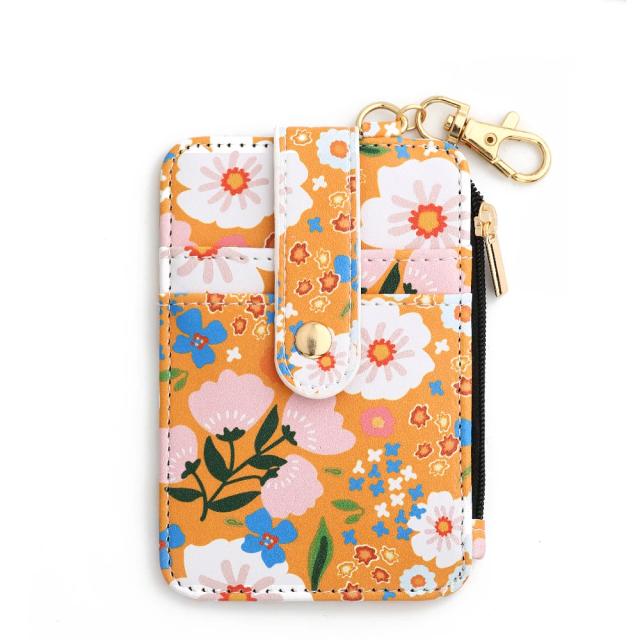 Pulseira de Silicone Floral com Bolsa de Couro e Chaveiro Wristlet - Acessório Prático e Estiloso para 2024