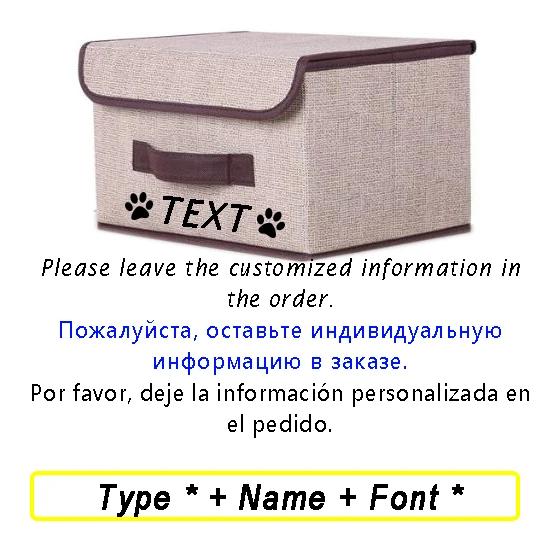 Cesta de Armazenamento Dobrável Personalizada para Pets com Impressão de Nome e Tampa para Brinquedos, Roupas e Sapatos