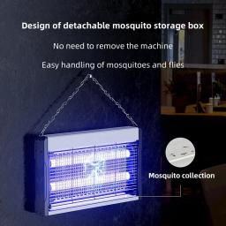 Assassino de mosquito eletrônico Choque elétrico mata mosquitos e moscas Onda de luz uv mosquito Exterminador de pragas silencioso para quarto Malha condutora de aço inoxidável Interface de linha de energia usb - Image 3