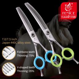 Fenice Professional Dog Grooming Shears, Curvo Diluindo Tesoura para Rosto e Corpo do Cão, de Alta Qualidade, JP 440C, 7.0 7.5" - Image 3
