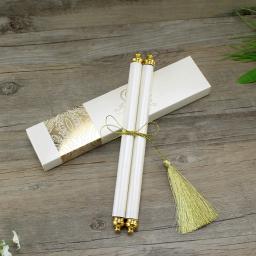 Scroll personalizado cartão do convite, papel branco cartões com caixa de presente, borla, casamento, festa de aniversário, personalizado, 100pcs - Image 3
