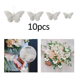 Parede adesivos com borboleta decoração, 10 peças, moda, artesanato, pena, branco - Image 4