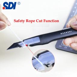 Anti-Shaking Utility Knife, lâminas de aço preto afiado, cortador de caixa, bloqueio automático, artesanato profissional, abridor DIY, SDI 9mm, ângulo de 30 graus - Image 4