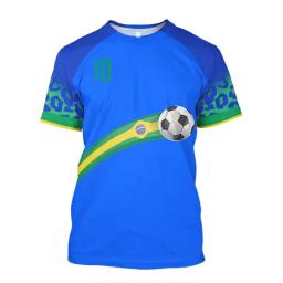 Camisa masculina da equipe de futebol do Brasil, camiseta gola O, camisa extragrande, manga curta, estampa 3D, seleção da bandeira brasileira, roupas masculinas - Image 4