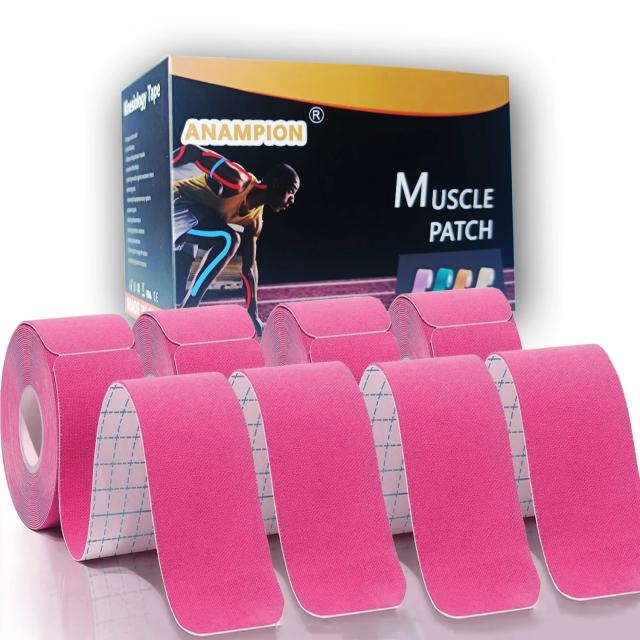 Fita de Kinesiologia Profissional para Esportes, Impermeável e Respirável, Sem Látex, Elástica, 4 Rolos com 80 Tiras Precutadas