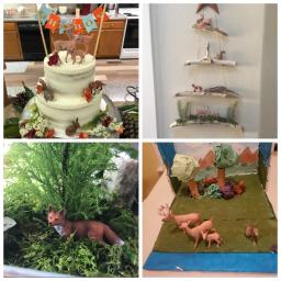Animais da Floresta Figuras em miniatura para crianças, Animais da Floresta, Veados, Raposa, Coelho, Esquilo, Ornamentos, Figuras, Brinquedos em miniatura, Bolo Toppers, 6 pçs/set - Image 3