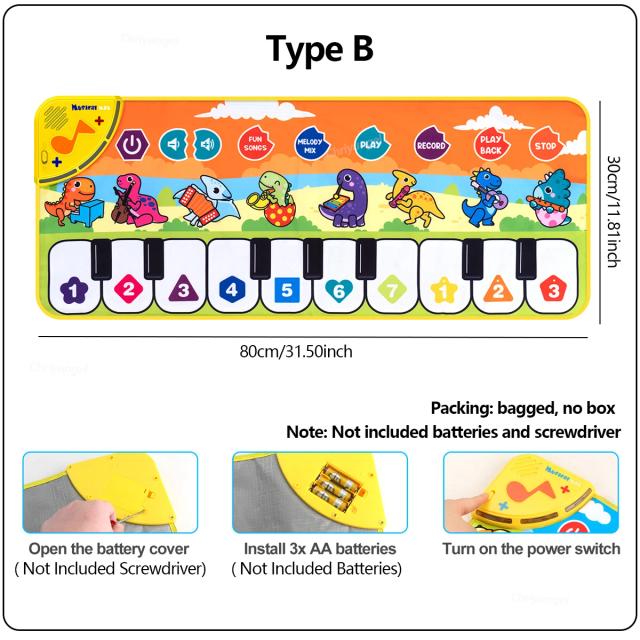 Tapete de Dança de Piano Infantil Chriyungel 80x30cm com Músicas de Demonstração