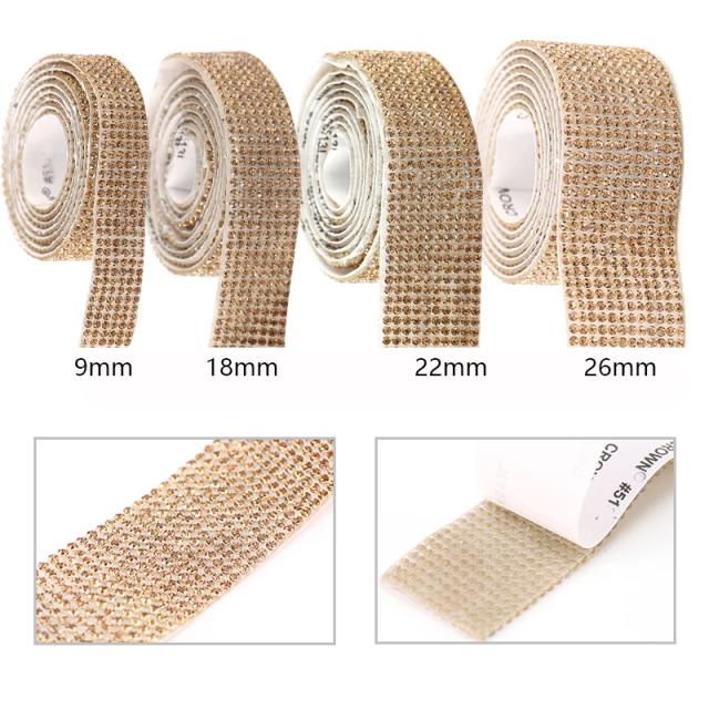 Fitas de Strass Auto-adesivas QIAO para DIY: Glitter e Cristais para Vestidos de Casamento e Decorações de Roupas