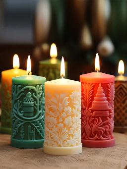 Silicone resina epóxi Natal vela molde, alívio de veados, cilíndrico gesso, Desktop ornamentos, DIY decoração - Image 5