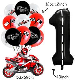 Conjunto de balões para decoração de festa de aniversário, cor preta, 40 polegadas, carro de corrida, motocicleta, para menino - Image 2