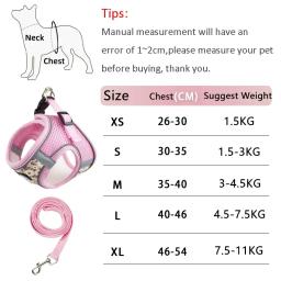 Arnês Reflexivo Respirável com Trela, Correia Peito para Cães Pequenos, Colete de Gato, Acessórios para Cães - Image 6