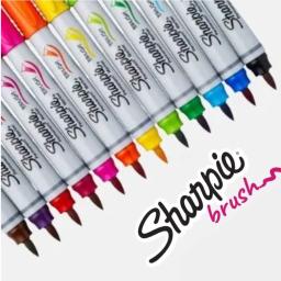 Kit 8 Caneta Marcador Permanente Brush Pen Coloridos Sharpie - Image 6
